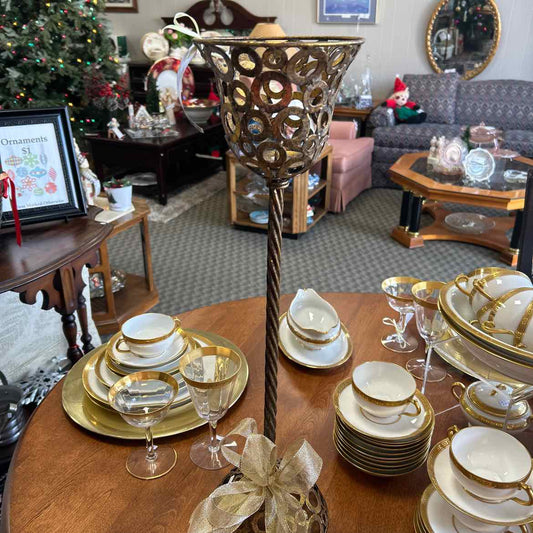 Tall Brass Candleholder w/Circles