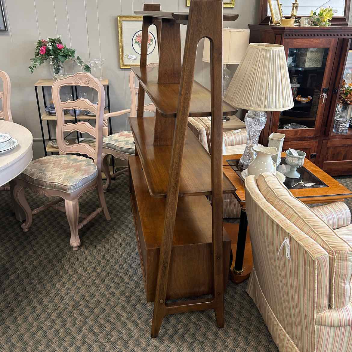 Mid Century Wood Room Divider/Book Shelf