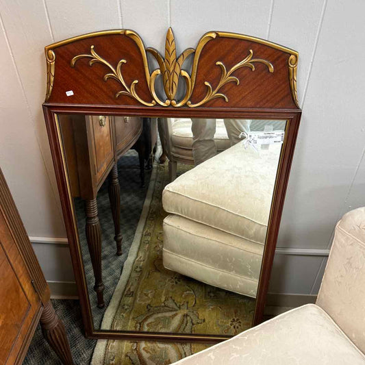 Wood Frame Mirror w/Gold Trim