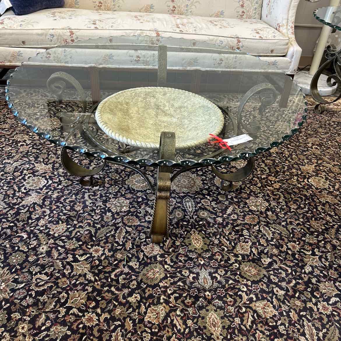 Bronze Metal Coffee Table w/Glass Top