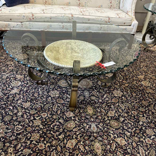 Bronze Metal Coffee Table w/Glass Top