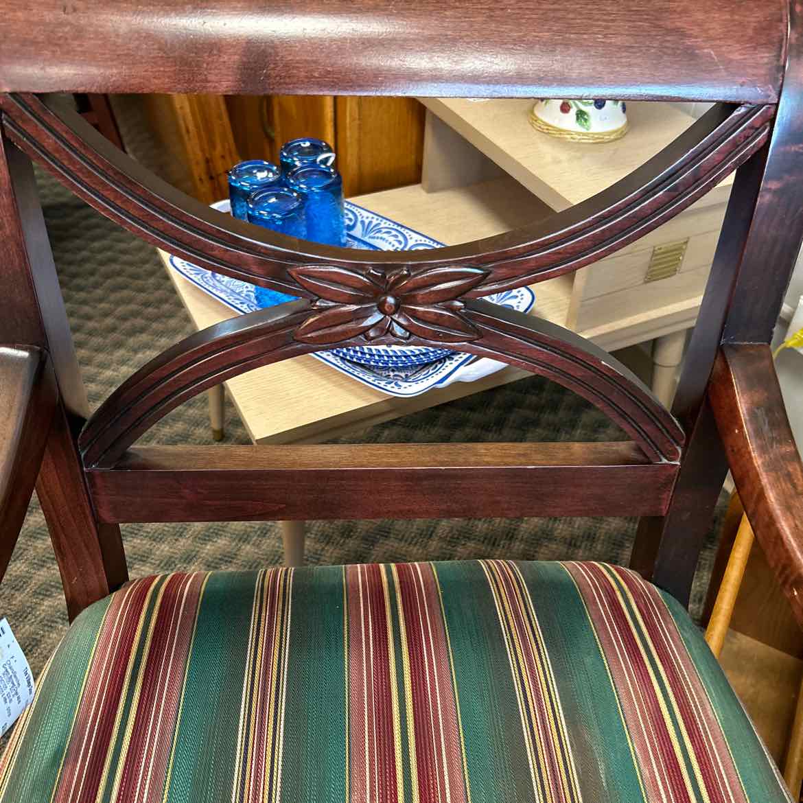 Green Striped Chair AS IS