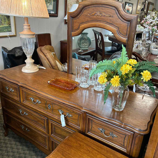 Wood Dresser w/Mirror