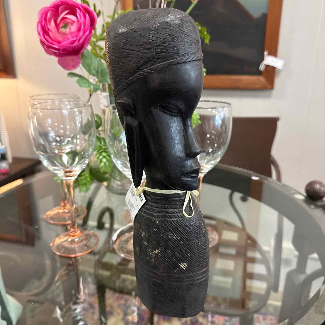 African Wooden Bust Sculpture