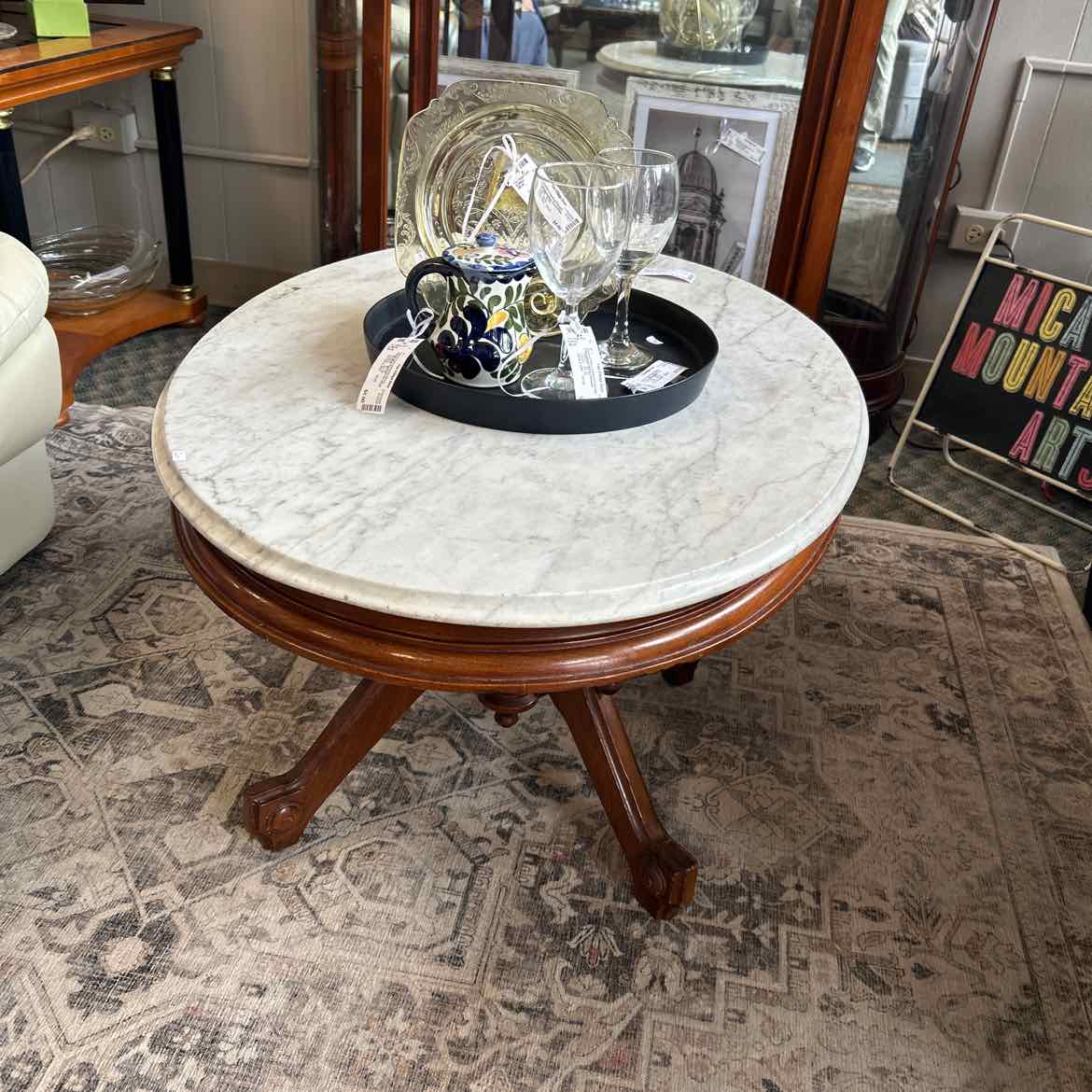 Oval Coffee Table w/Marble Top