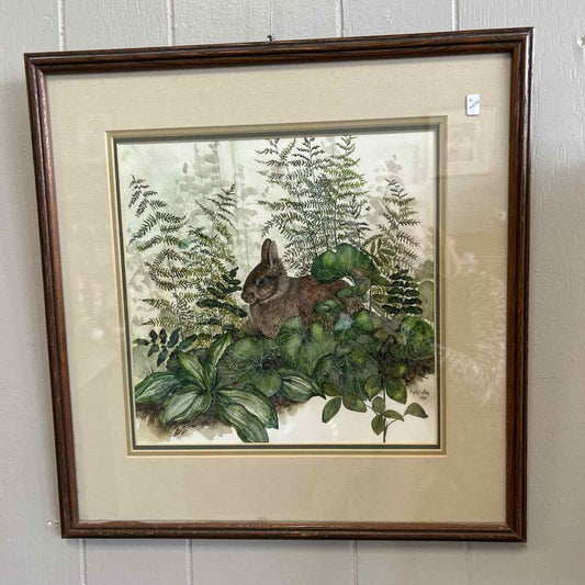 Framed Picture Of Bunny/Greens