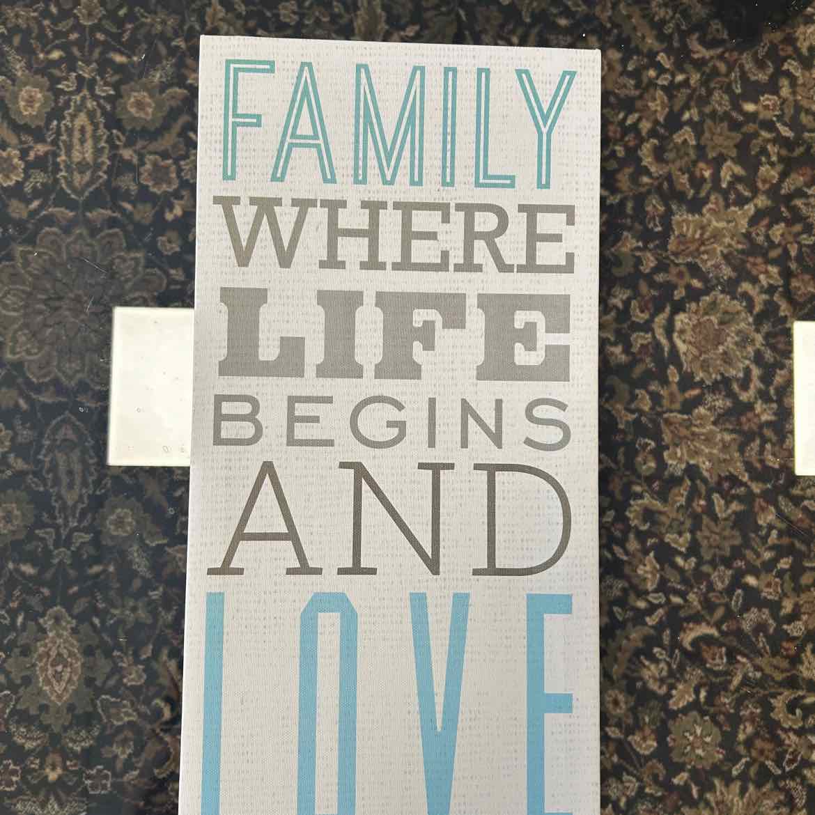 Family Where Life Begins Canvas Plaque