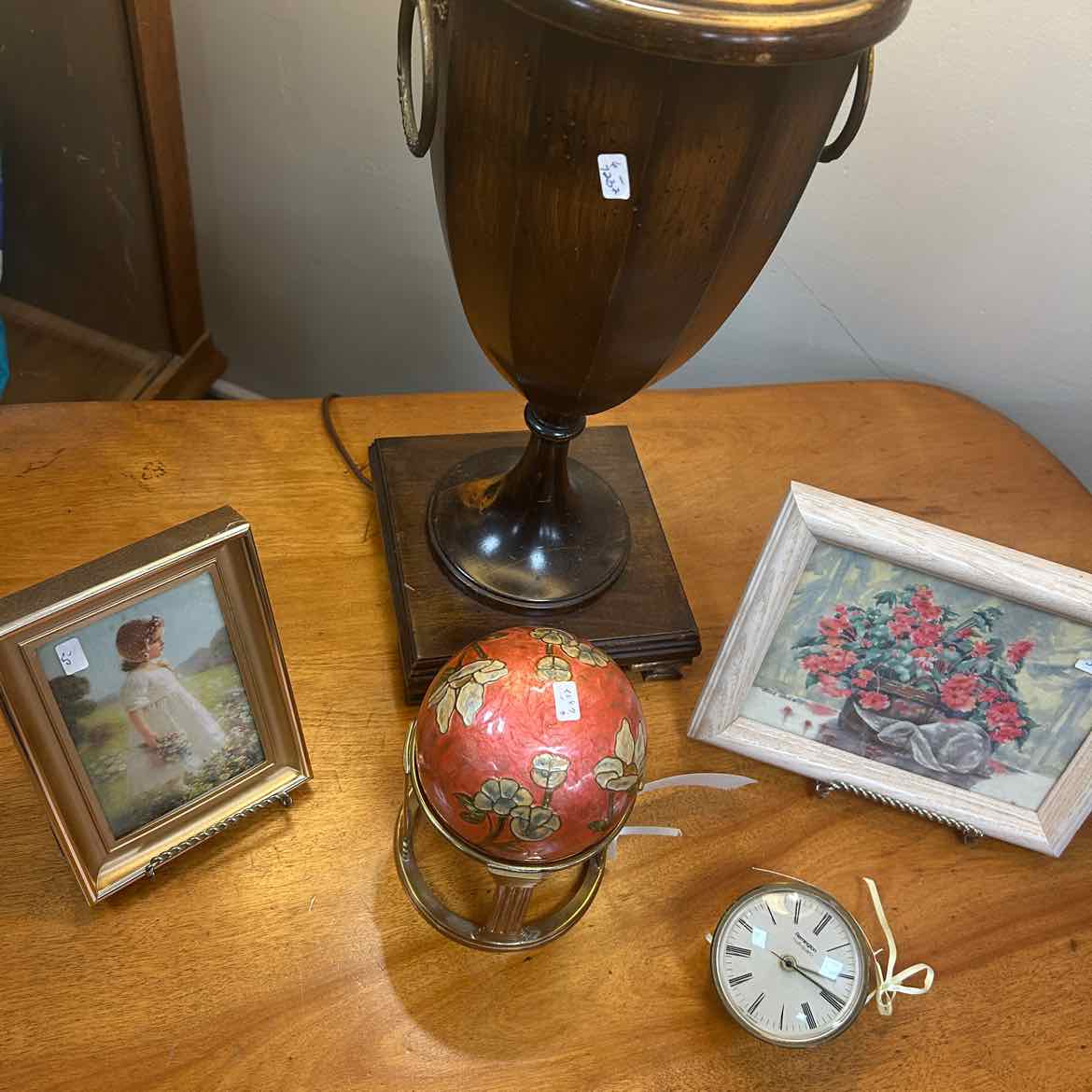 Tall Wood Lamp w/Metal Ring