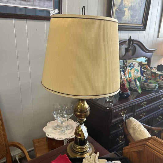 Brass Lamp w/Pleated Shade