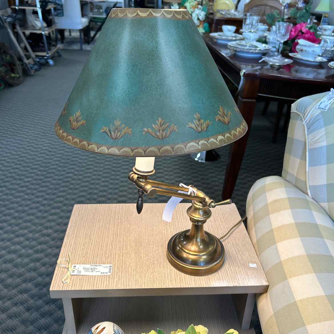 Swirl Desk Lamp w/Green Shade