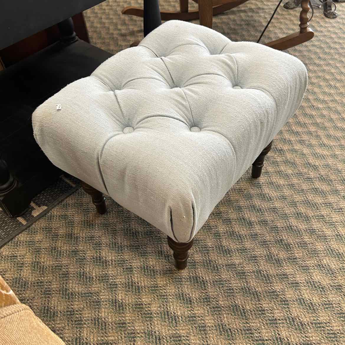 Light Blue Tufted Ottoman