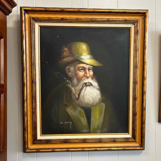 Oil Painting of Old Man w/Pipe