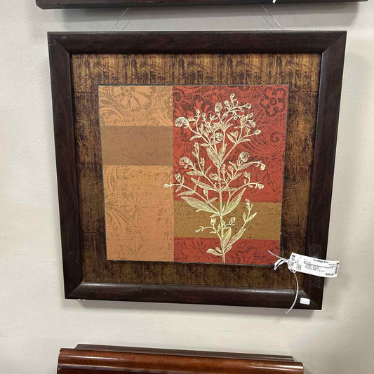 Wood Abstract Picture of Squares & Flowers