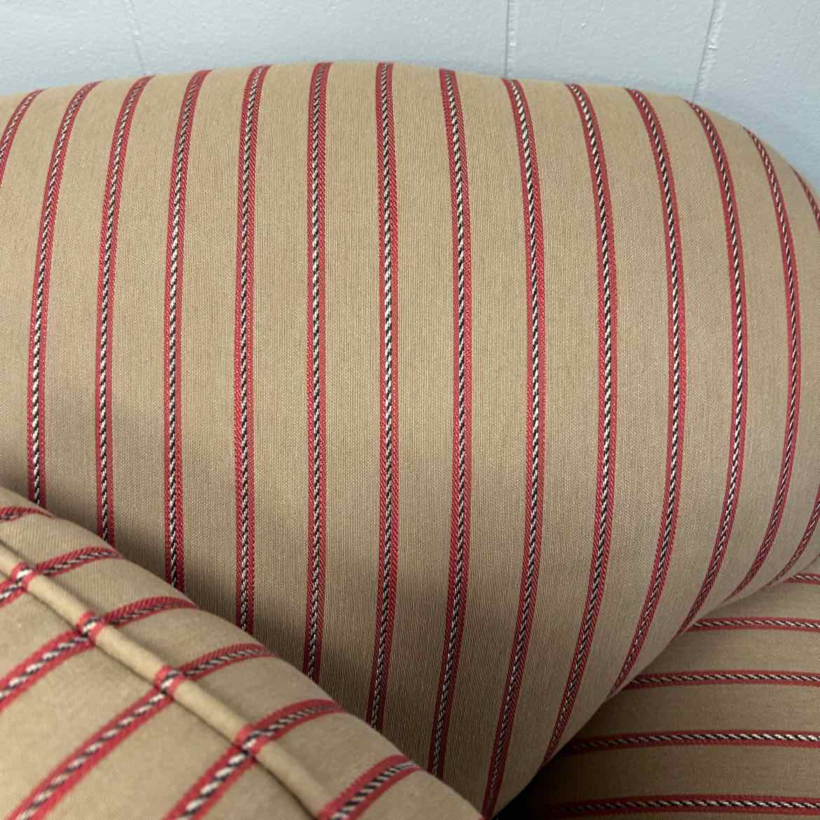 Red/Gold Striped Craftsmaster Sofa  w/4 Pillows