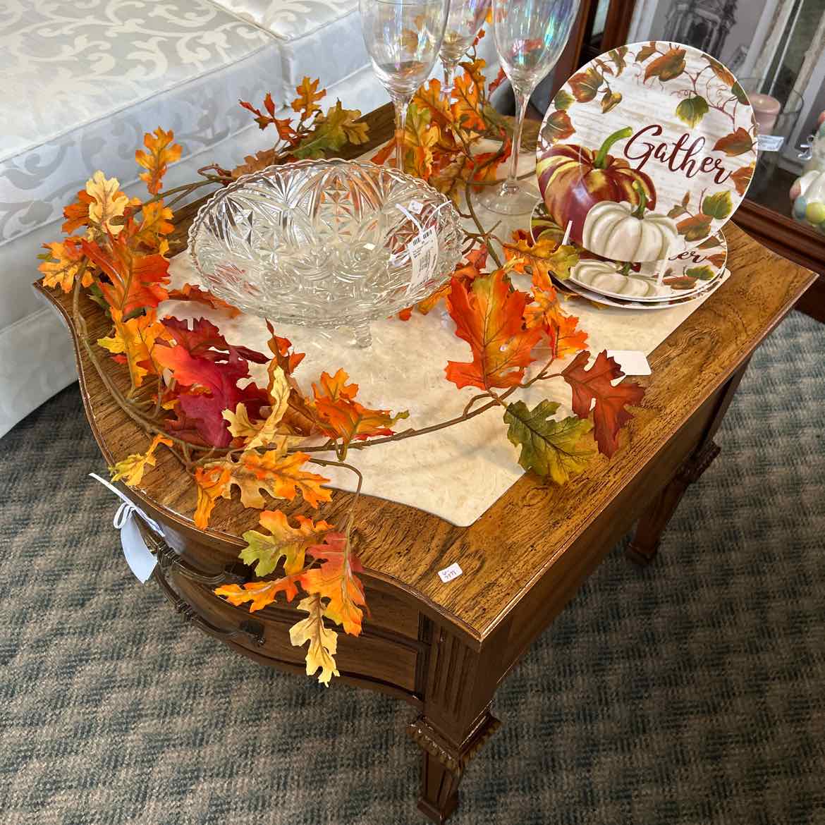 End Table w/Marble Insert & Drawer