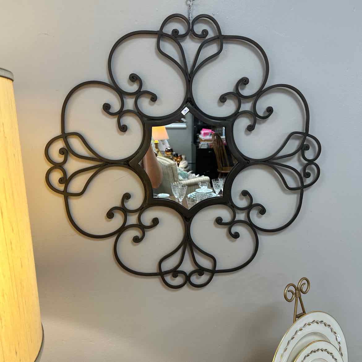 Metal Scrolled Wall Hanging w/Mirror