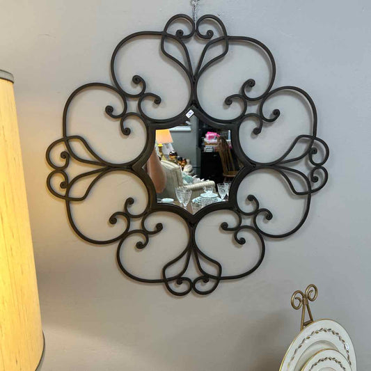 Metal Scrolled Wall Hanging w/Mirror