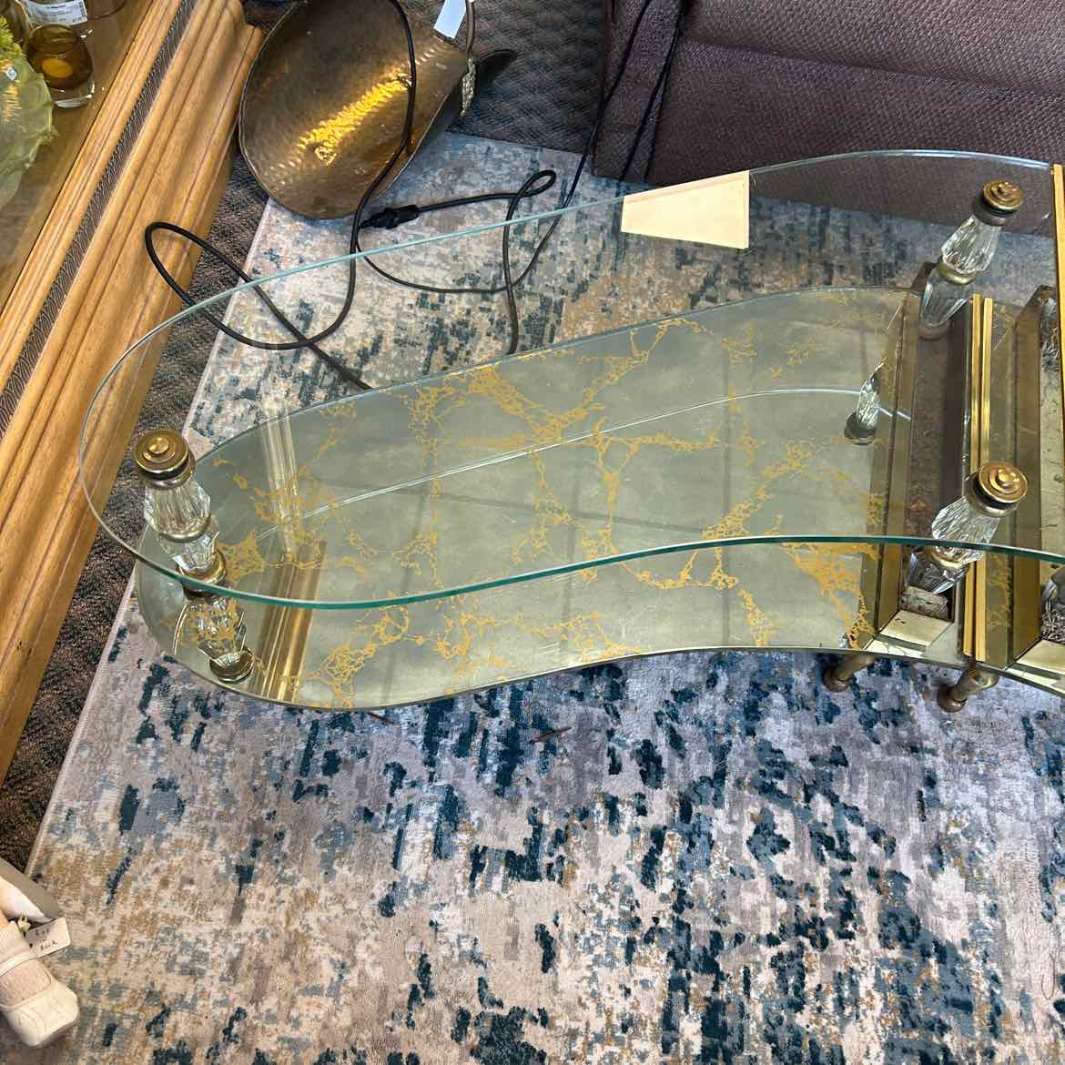 2 pc Kidney Shape Glass Coffee Table
