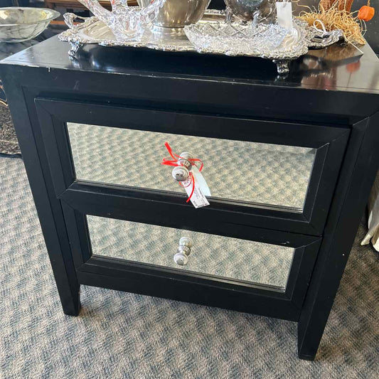 Black 2 Mirrored Drawer Cabinet