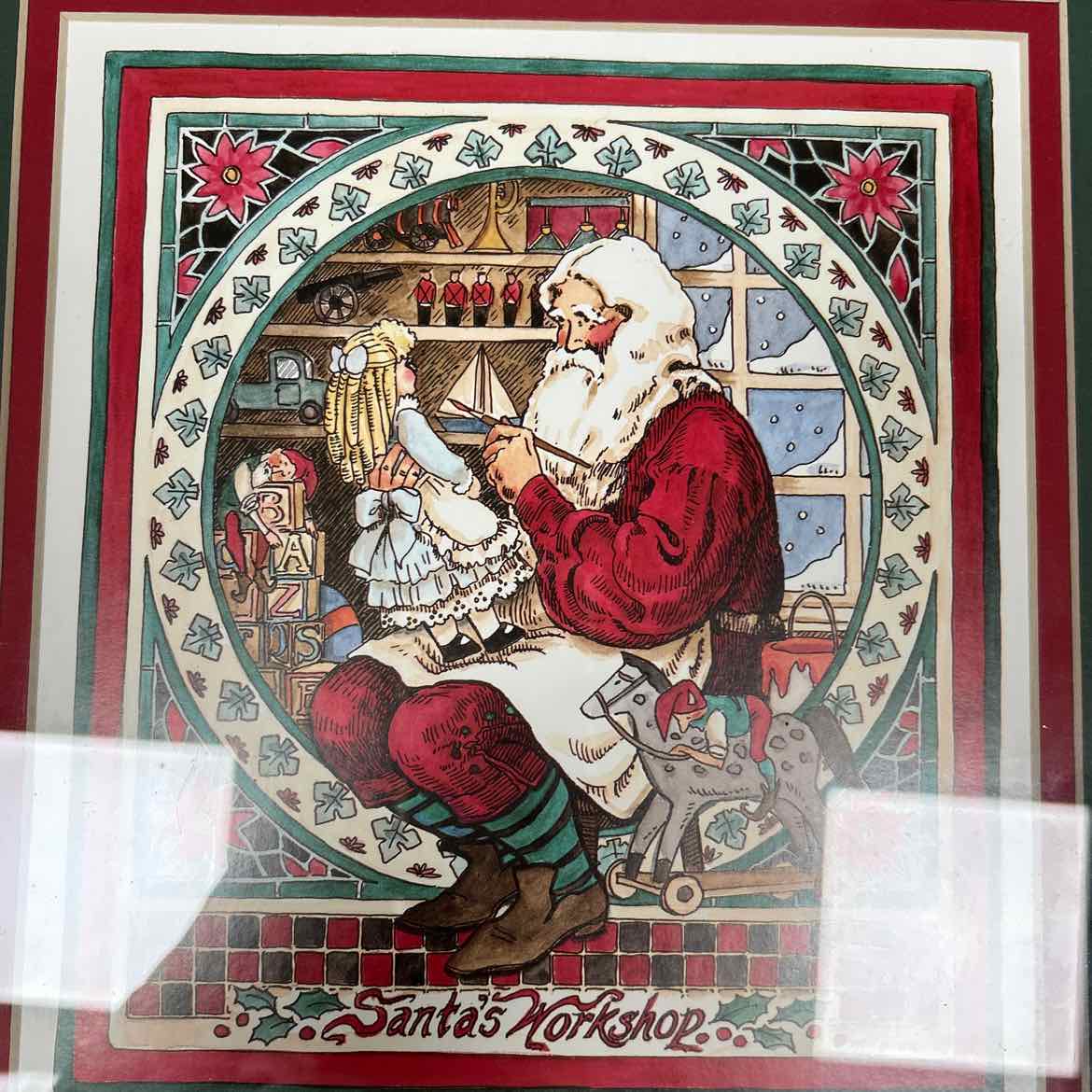 Gold Framed Print -Santa's Workshop