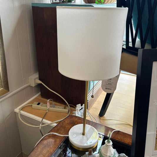 Brass w/White Base Chain Lamp NEW