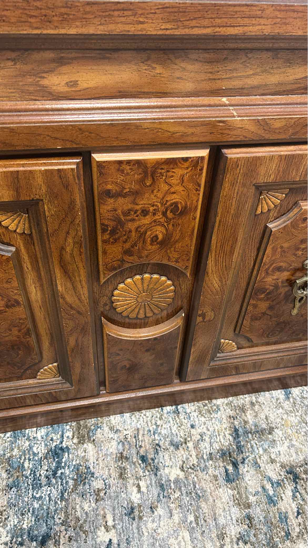 Wood Server w/Design on Doors