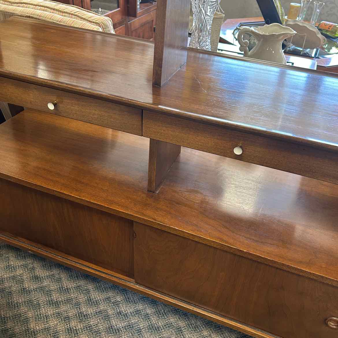Mid Century Wood Room Divider/Book Shelf