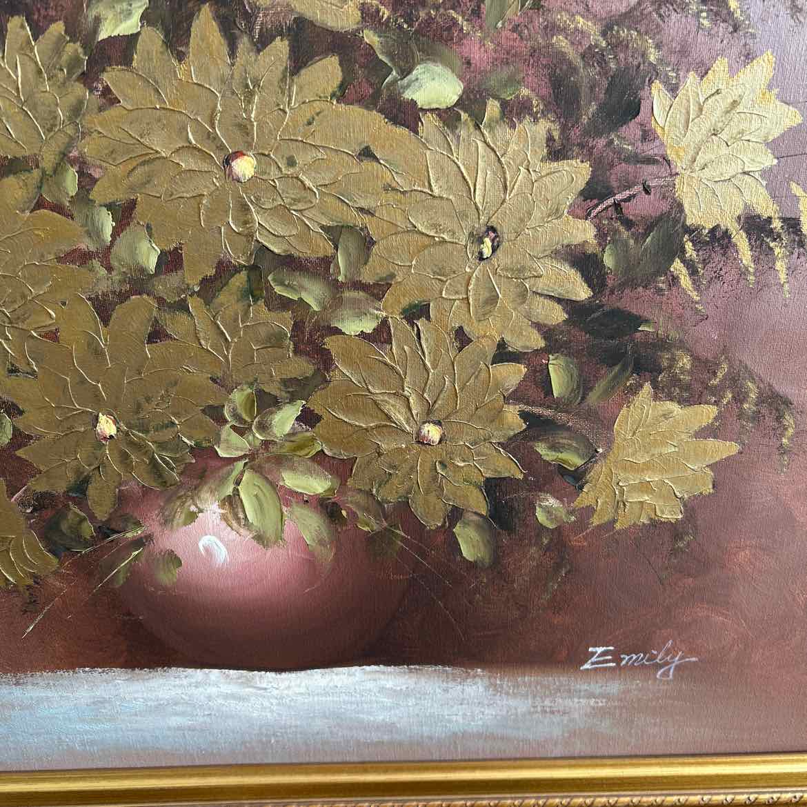 Oil Painting w/Gold Flowers