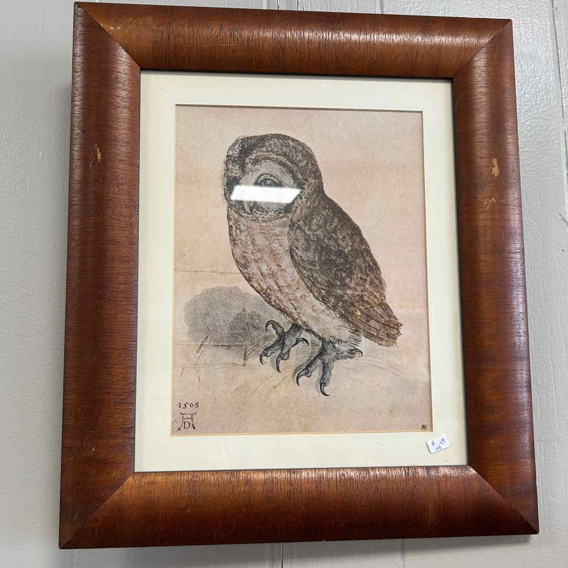 Watercolor of Owl in Brown Frame