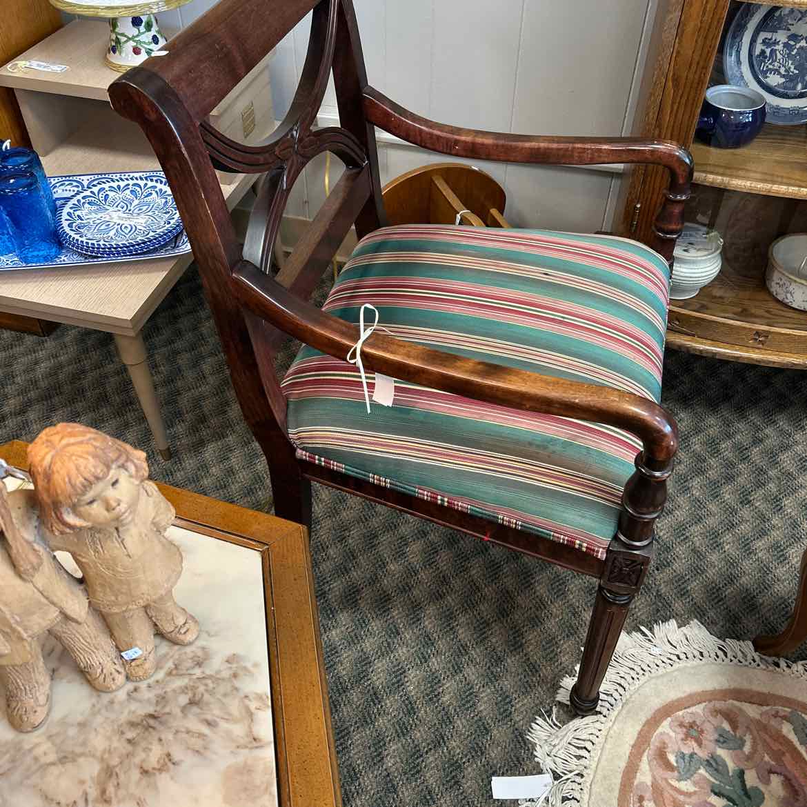 Green Striped Chair AS IS