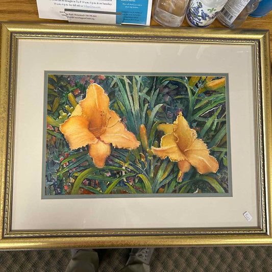 Watercolor Picture w/Orange Lilies