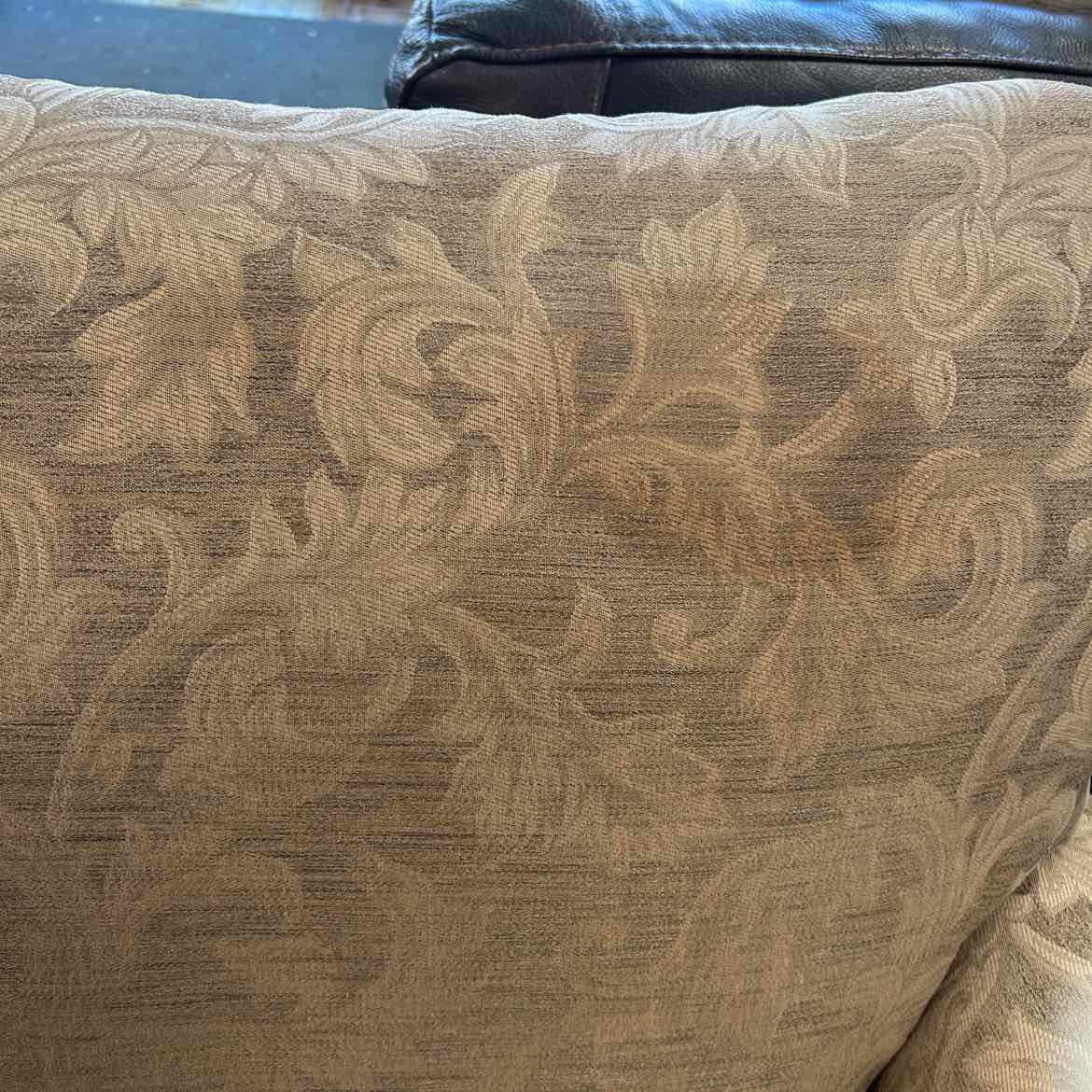Tan Chair w/Leaf Pattern & Ornate Feet