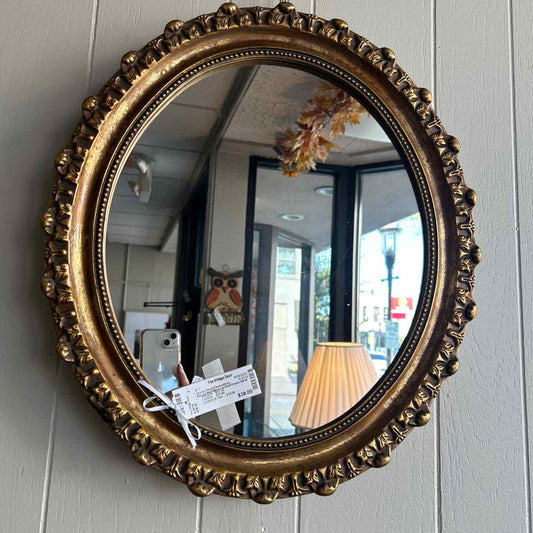 Round Wall Mirror in Gold Frame AS IS