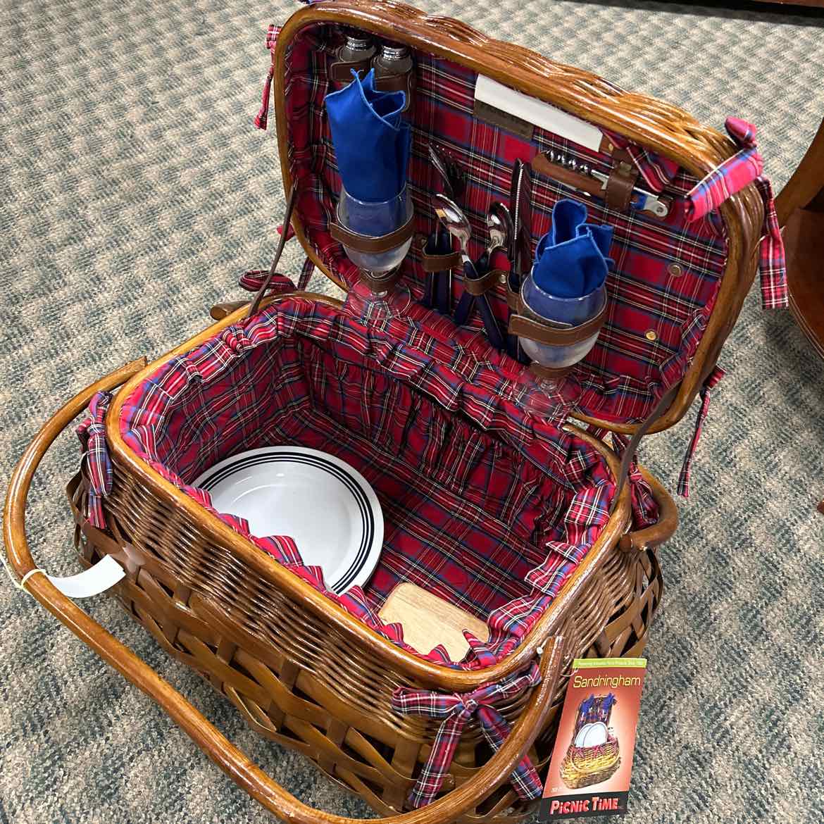 Tartan Picnic Basket w/Accessories