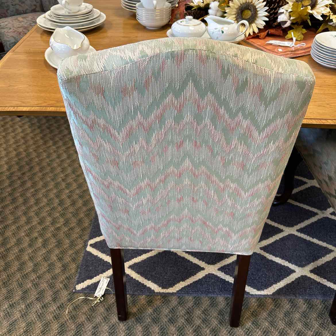 Teal & Pink Upholstered Pattern Chair