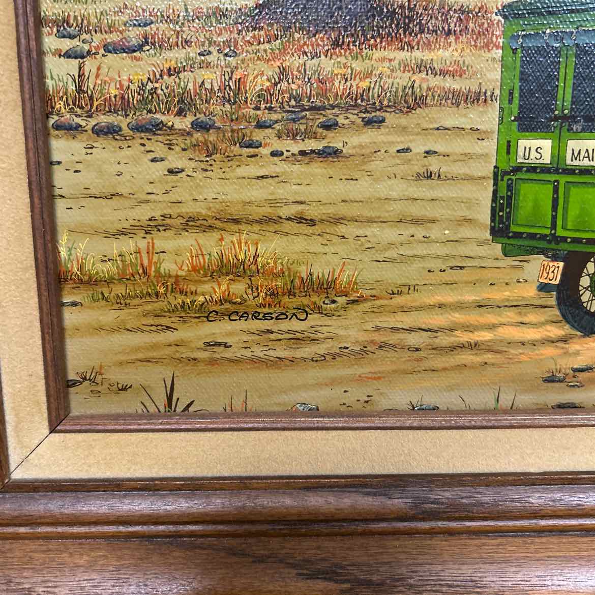 Vintage C. Carson Painting US Mail Buggie