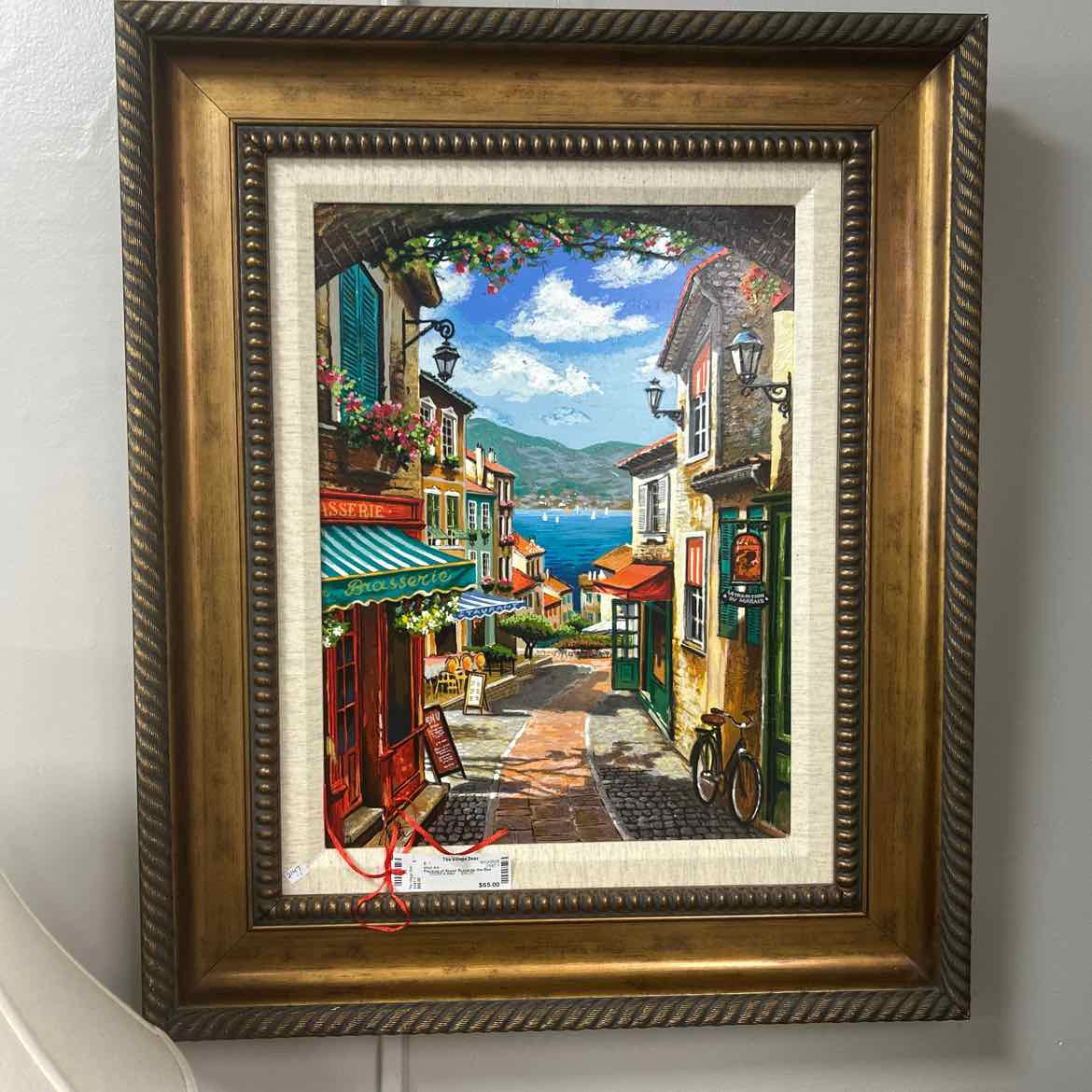Painting of Street Scene by the Sea