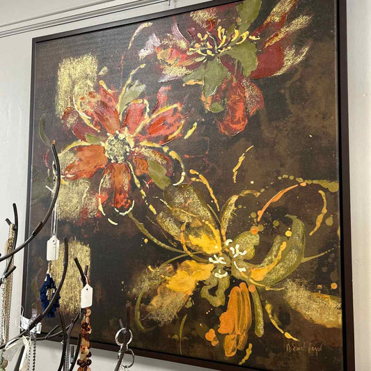 Framed Canvas Orange & Yellow Flower -Agnes St.Leger Reproduction