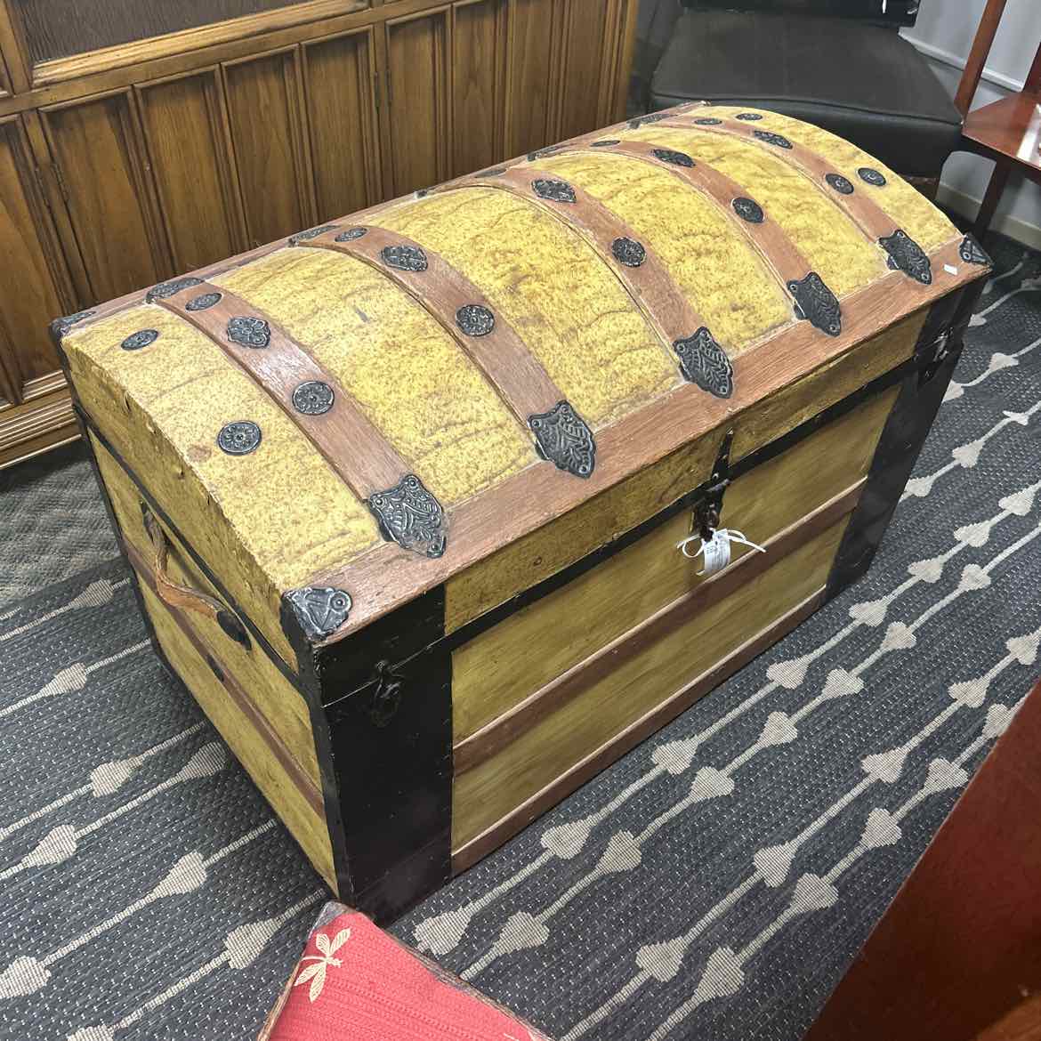 Vintage Wood Trunk w/Brass