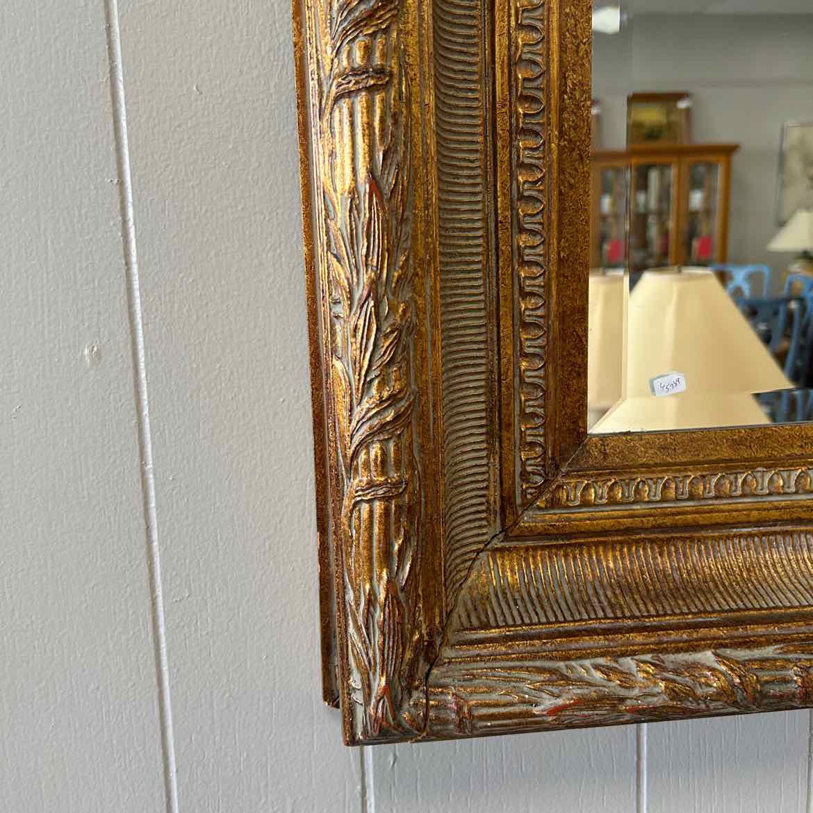 Beveled Wall Mirror w/Gold Scroll Edge