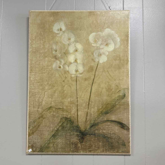 White Flower Painting on Wood