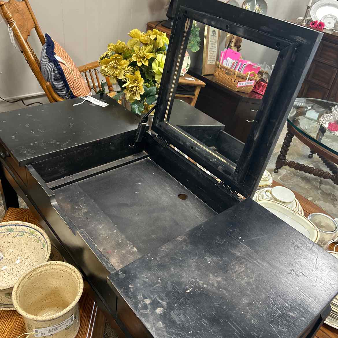 Black Vanity w/Mirror AS IS