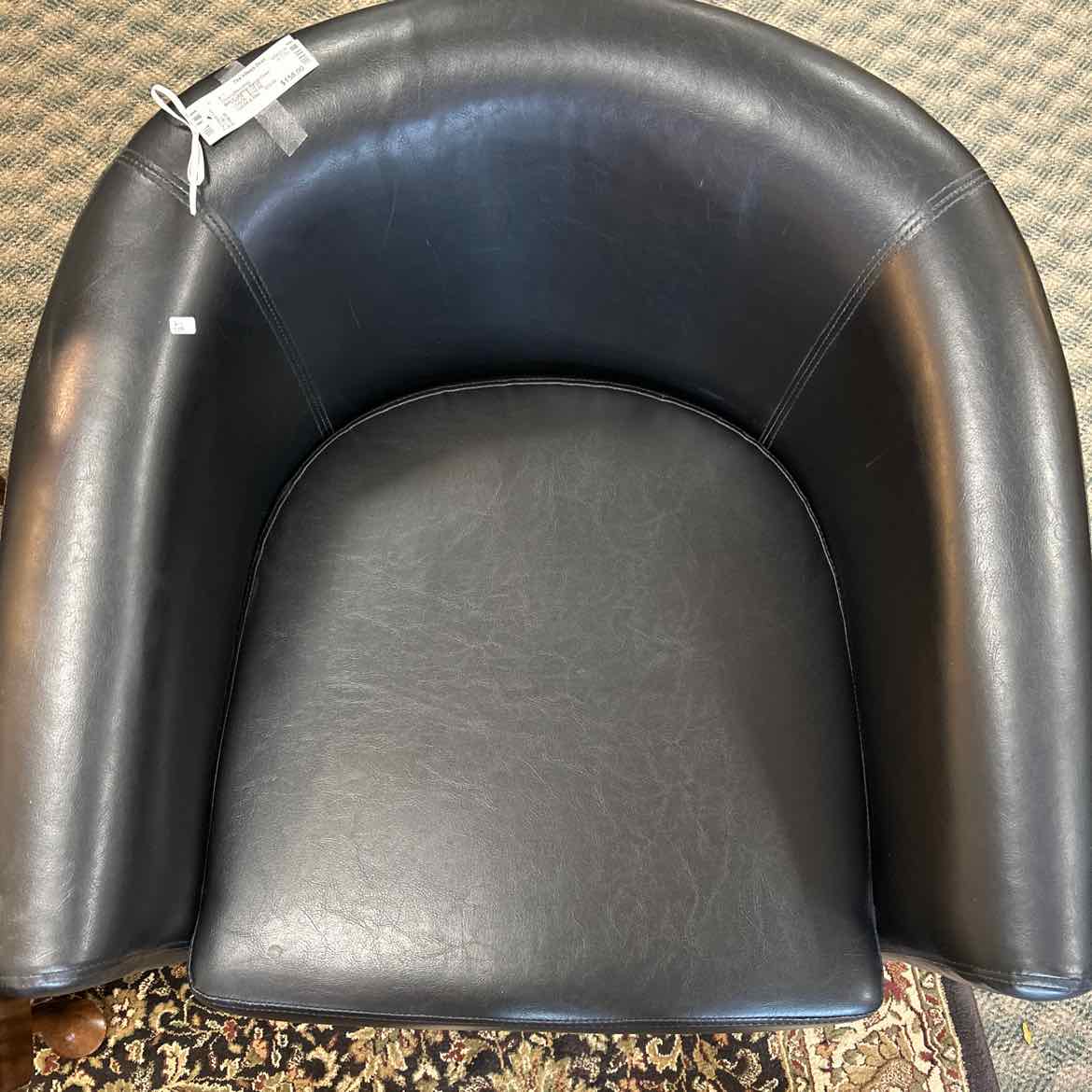 Black Leather Barrel Chair