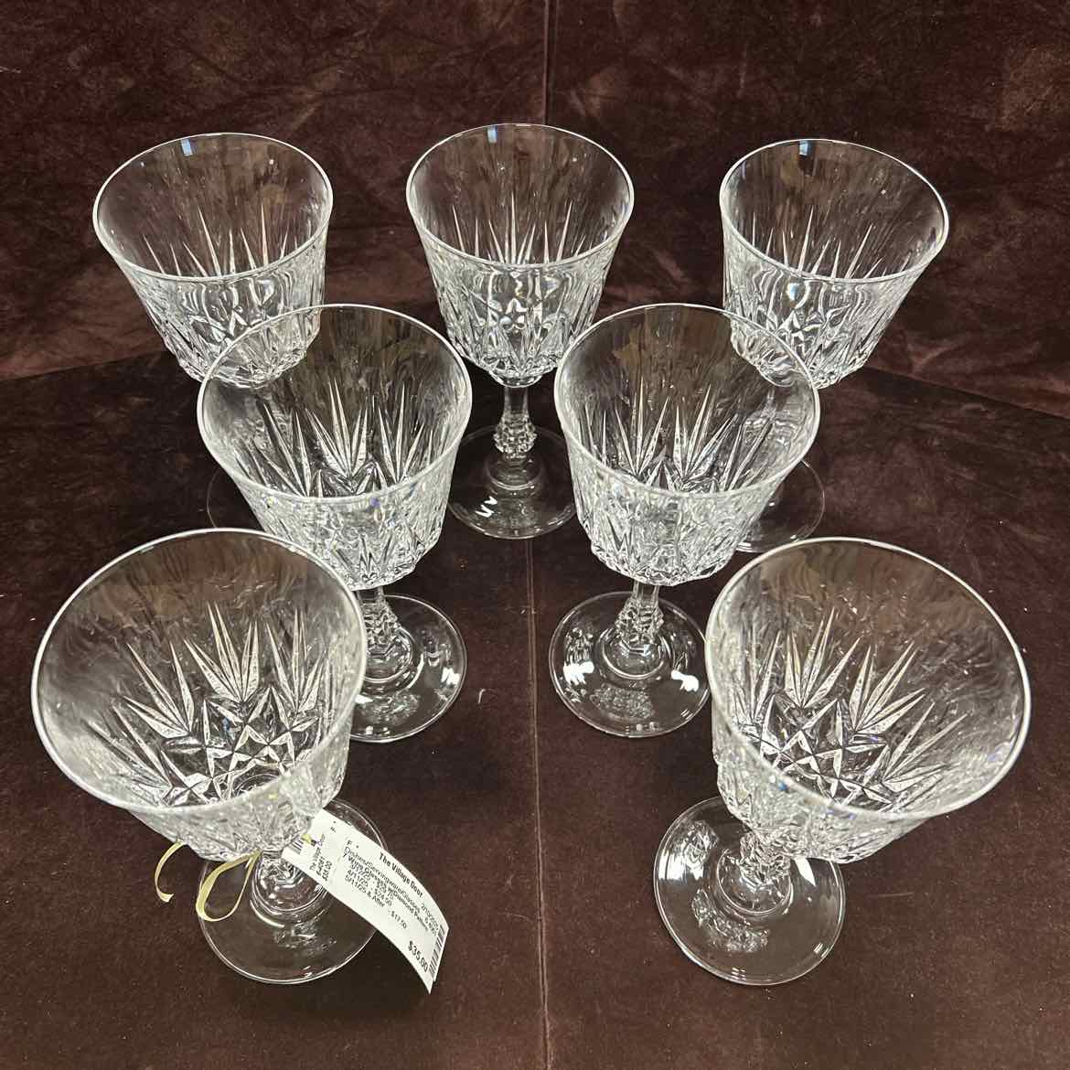 7 Wine Glasses w/Diamond Pattern