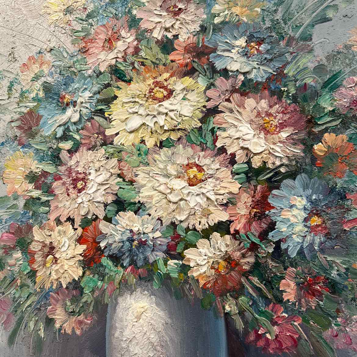 Flowers in Vase in Brown Frame