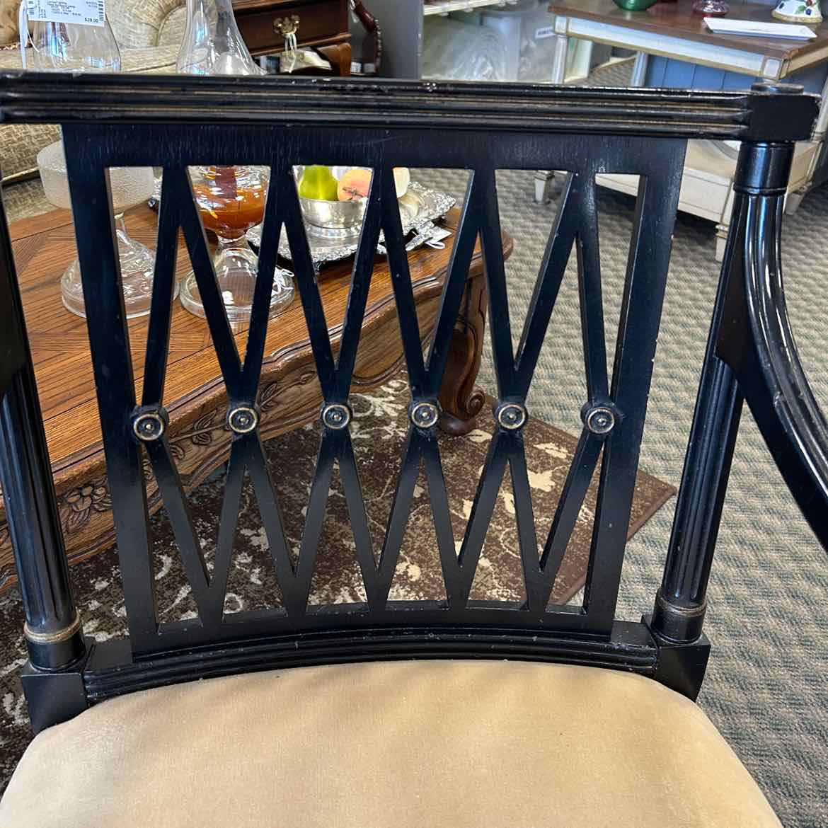 Black Wood w/Cream Upholstered Seat