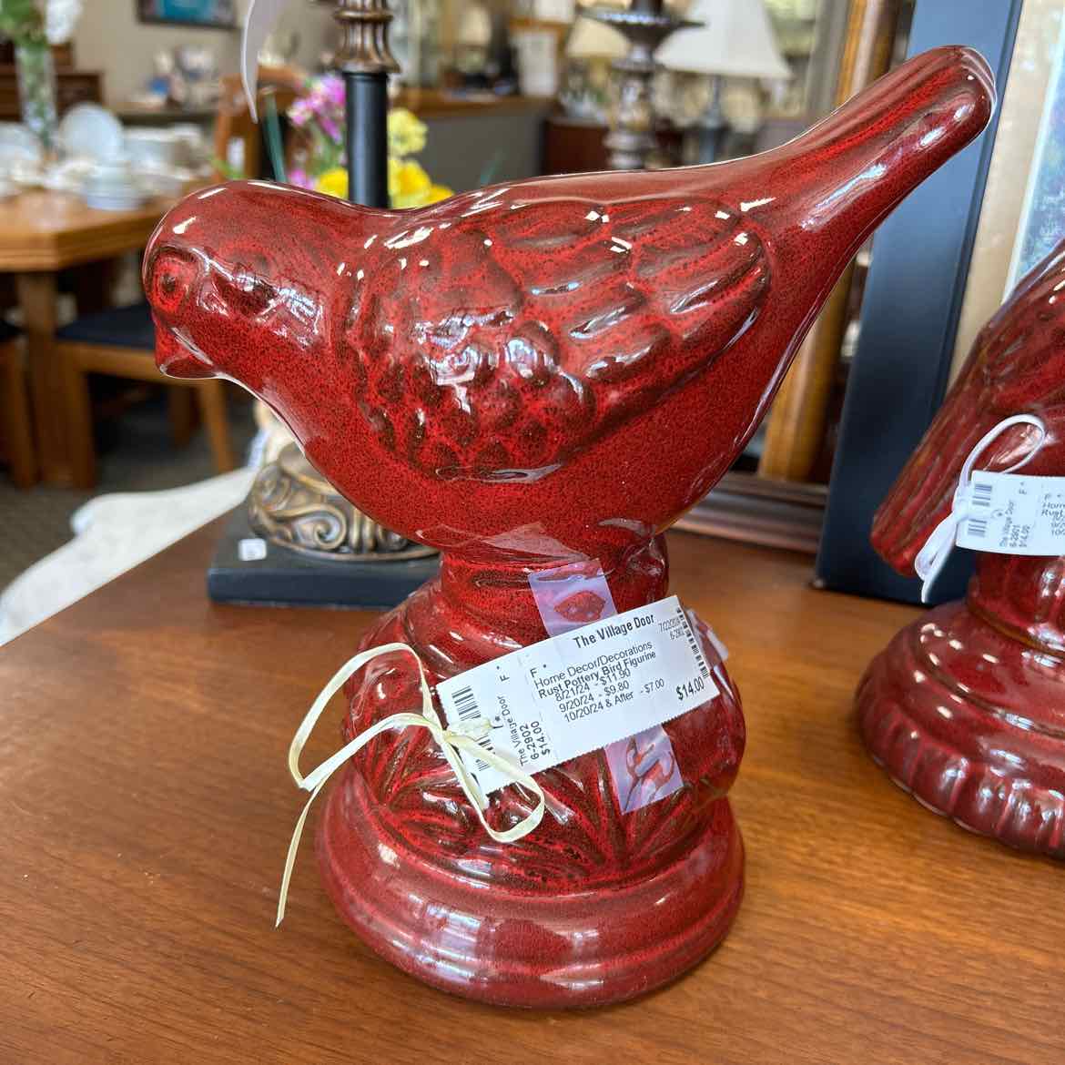 Rust Pottery Bird Figurine