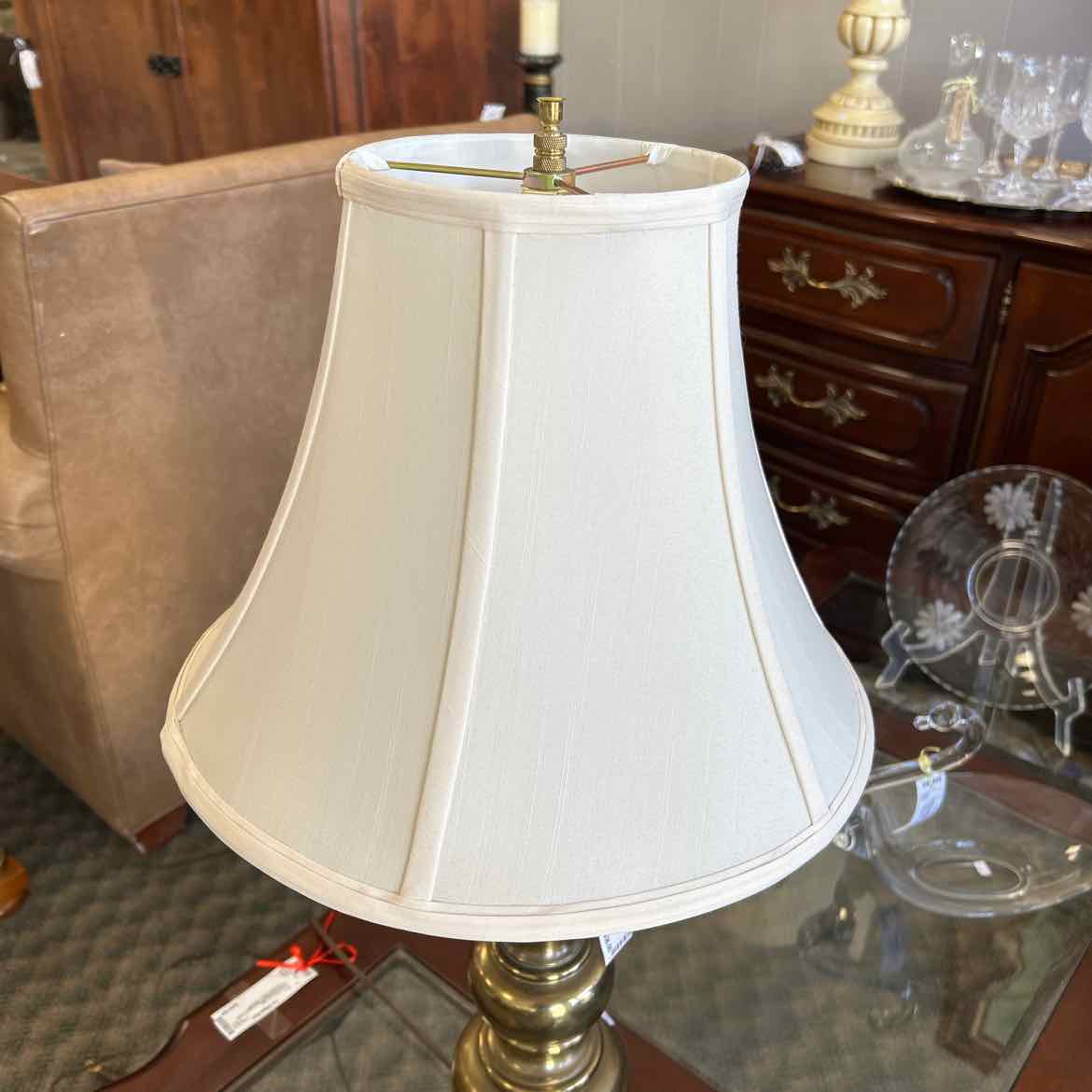 Brass Lamp w/Cream Shade