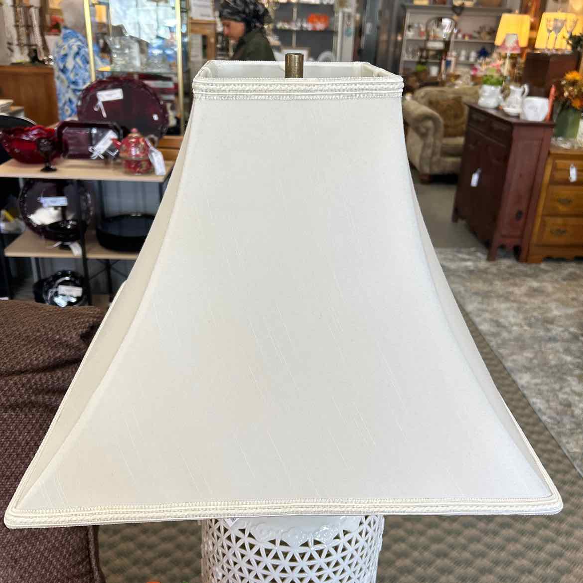 White Ceramic Lamp w/Cut Outs