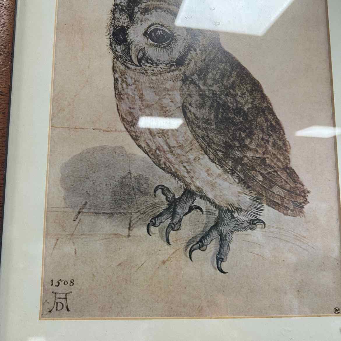 Watercolor of Owl in Brown Frame